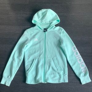 Adidas Kids Mint Green Hoodie with Logo